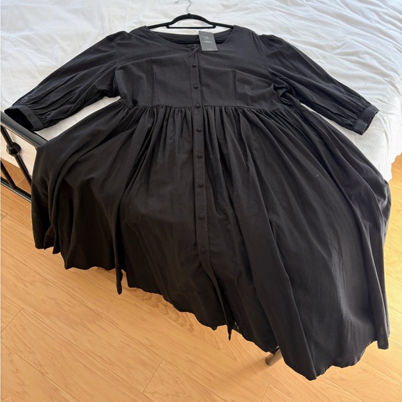 Black Button-Down Dress - Picture 1 of 6